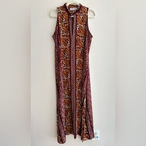Ivan Grundahl Tank Top Leaf Print Vintage Maxi Dress, Orange/Red, Size Small